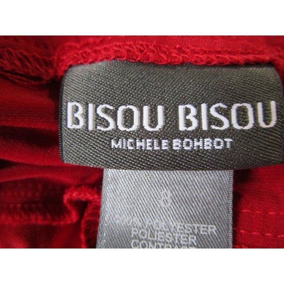 Bisou Bisou Michele Bohbot Beaded Accent Chiffon Overlay Red Cocktail Dress Sz 8 - Picture 14 of 16
